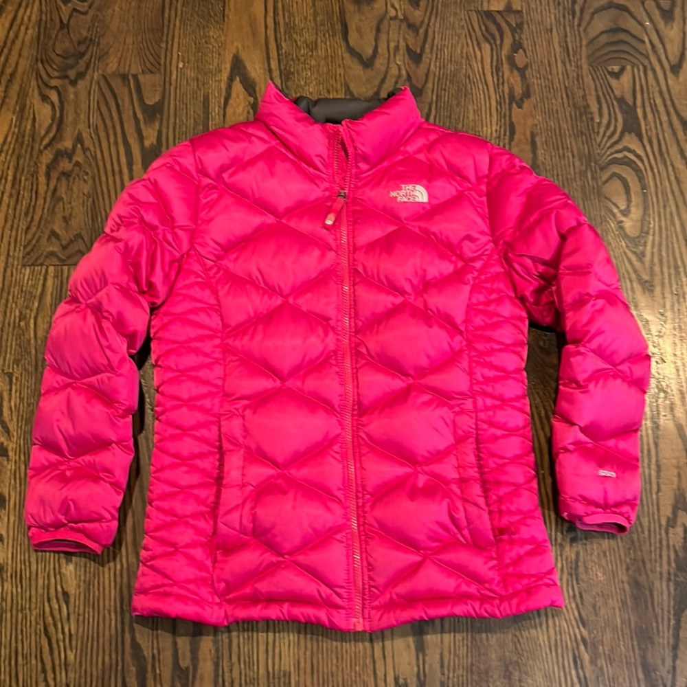 Northface hot pink quilted jacket girls size xl 16